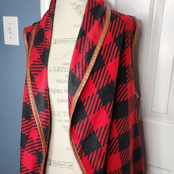 Simply Southern Buffalo Plaid Fleece Vest Women Large Cozy Casual Outdoor Cabin - Picture 2 of 11